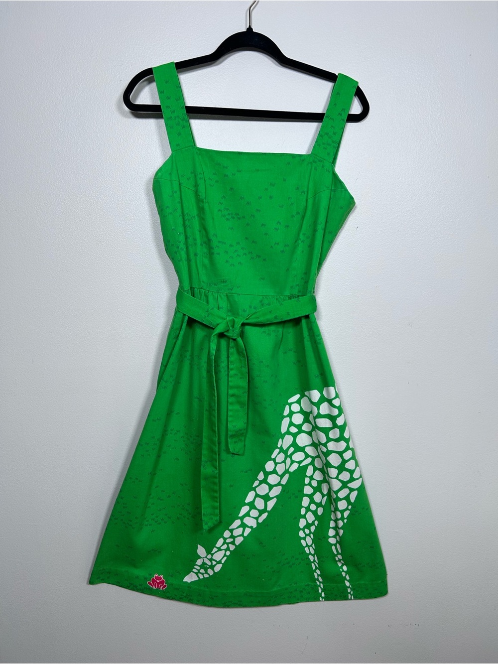 Vintage Green Malia Honolulu Novelty Giraffe Print Belted Dress